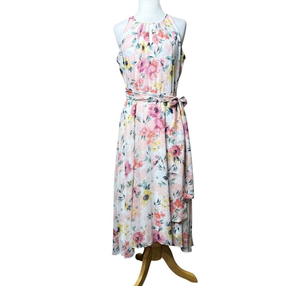 Nicole Miller New York Maxi Dress Floral Pin kWhite Size 6